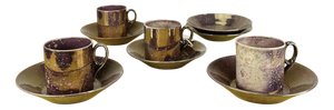 Ceramic Cups and Saucers from Sarreguemines, Set of 11