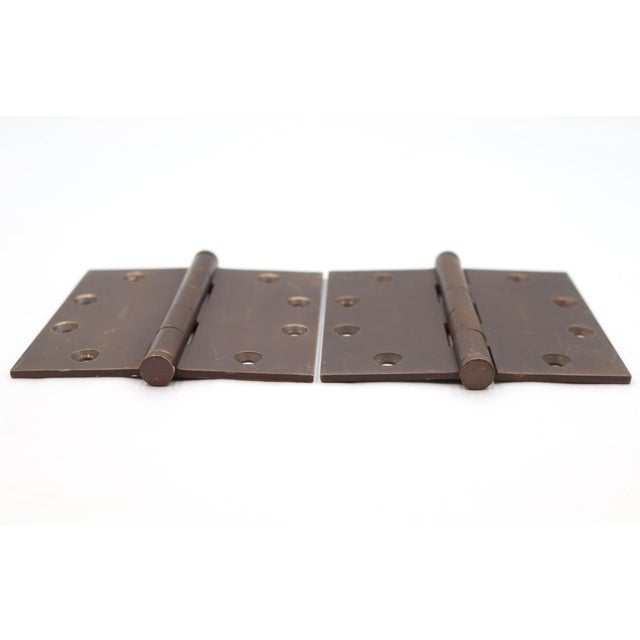 Pair of 4.5 X 4.5 In. Oil Rubbed Bronze Butt Door Hinges For Sale - Image 4 of 5