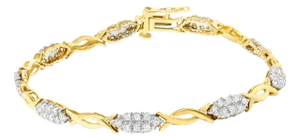 10K Yellow Gold 1.00 Cttw Round-Cut Diamond Spiral Link 7" Bracelet (H-I Color, I2-I3 Clarity)