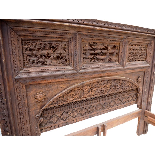 Brown Vintage Double Bed, Swat-Tal, Pakistan For Sale - Image 8 of 17