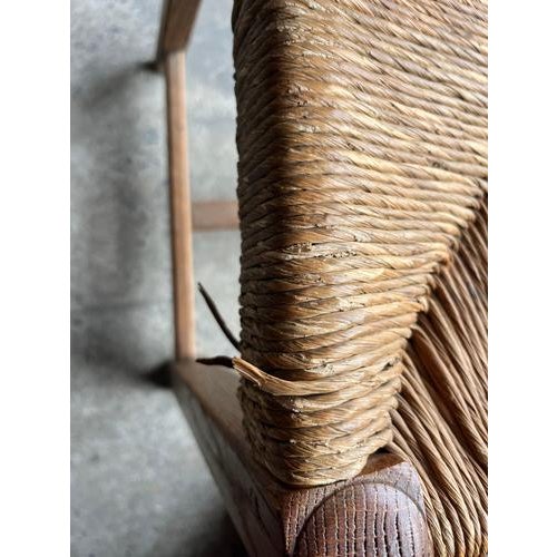 Carved Oak Chairs with Rush Seats, 1950s, Set of 6 For Sale - Image 12 of 14