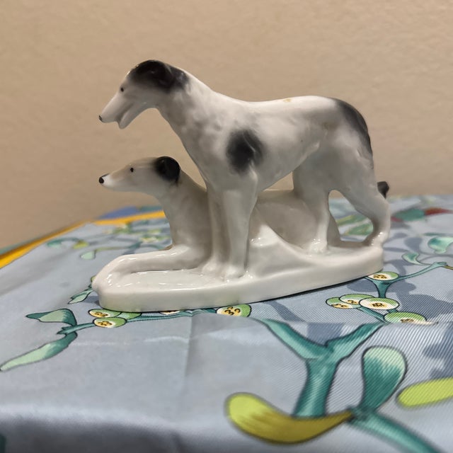 Mid-Century Modern Vintage Porcelain Borzoi Russian Wolfhound Dog Figurine - Black & White For Sale - Image 3 of 6