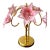 Vintage Pink Murano Glass Floral Table Lamp – Authentic Italian Curved Flower Desk Lamp With Brass Frame – Romantic Atmospheric Lighting For Sale