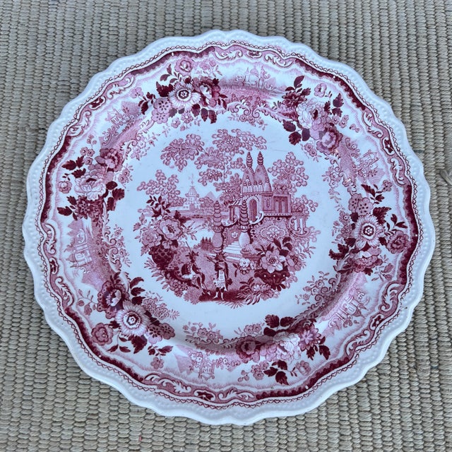 A Antique Staffordshire Red Transfer Decorated “Temple” Plate, Circa 1830's For Sale - Image 10 of 10