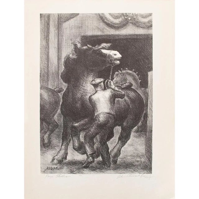 Gray 1939 After John S. Curry "Prize Stallion", First Edition Period Offset Lithograph For Sale - Image 8 of 10