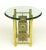 One of a kind artist studio Postmodern brass and enameled brass panel side table with glass top. Each panel was cast and...