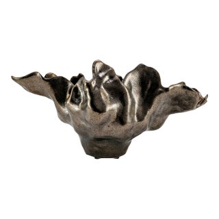 Global Views Meteor Bowl, Medium 22" Handcrafted Glazed Ceramic, Portugal For Sale