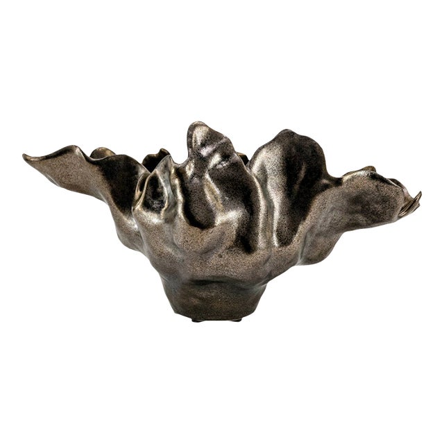 Global Views Meteor Bowl, Medium 22" Handcrafted Glazed Ceramic, Portugal For Sale