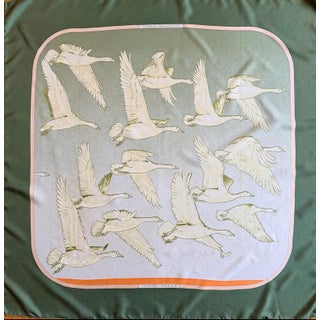 Hermès Oiseaux Migrateurs 1980 Silk Scarf Designed by Latham Caty For Sale