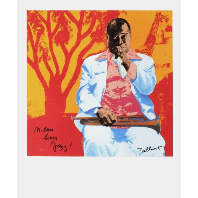 Guy PEELLAERT Louis Armstrong 1995 original screen print poster on white Bristol board signed in the plate illustration :...