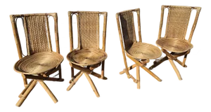 Mid-Century French Rattan Chairs, Set of 4