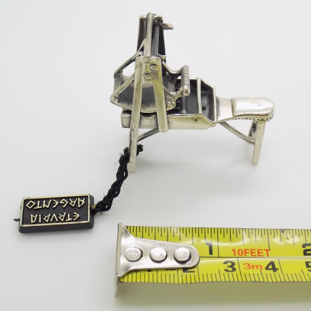 Vintage Italian Handmade Genuine Sterling Silver 925 Bread Roll Machine Solid Figurine For Sale - Image 10 of 10