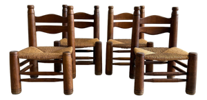 Mid 20th Century Set of Four Low Rush Chairs by Charles Dudouyt, Attributed