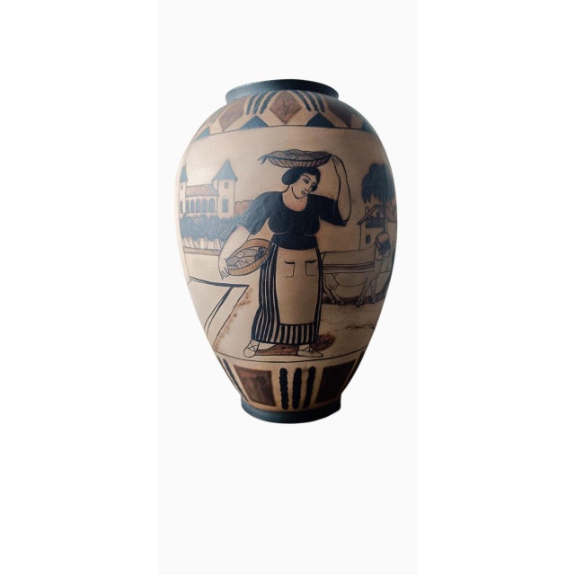 1920s Vintage Ciboure Vase with Fisherman Motif, 1920s For Sale - Image 5 of 9