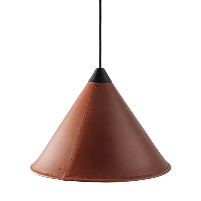 Namibia Leather Cone Small Lamp by Cuero Design For Sale