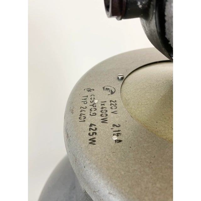 Large Industrial Factory Lamp in Grey Enamel from Elektrosvit, 1960s For Sale - Image 9 of 17