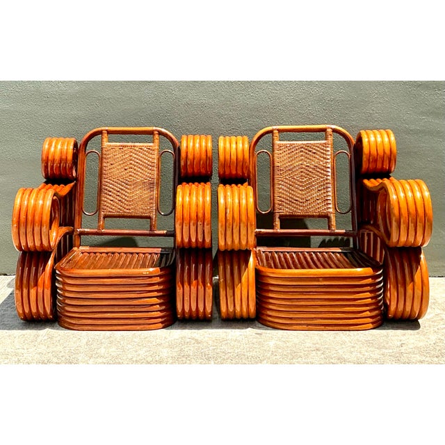 Vintage Italian Sculptural Rattan and Cane Lounge Chairs - A Pair For Sale - Image 16 of 18