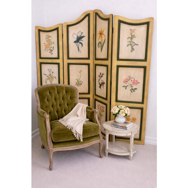 1970s Hand-Painted Botanical Folding Screen For Sale - Image 4 of 4
