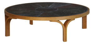 Mid-Century Modern Danish Low Coffee Table with Wood Frame and Ceramic Tile Top, 1960s