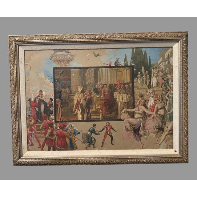 Sculpture Materials 1920s Original “Decameron Nights” Silent Film Illustration Artwork, Framed For Sale - Image 7 of 7