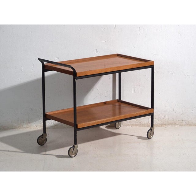 Vintage Serving Cart in Wood and Metal, Central Europe, 1960s For Sale - Image 9 of 10