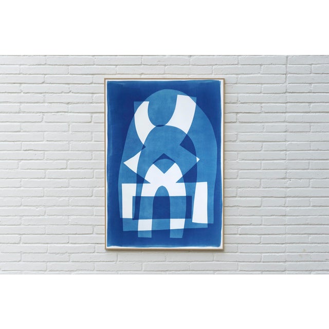 2025, Abstract Geometric Figures, Beneath the Rainbow, Handmade Cyanotype on Watercolor Paper by Kind of Cyan For Sale - Image 4 of 9