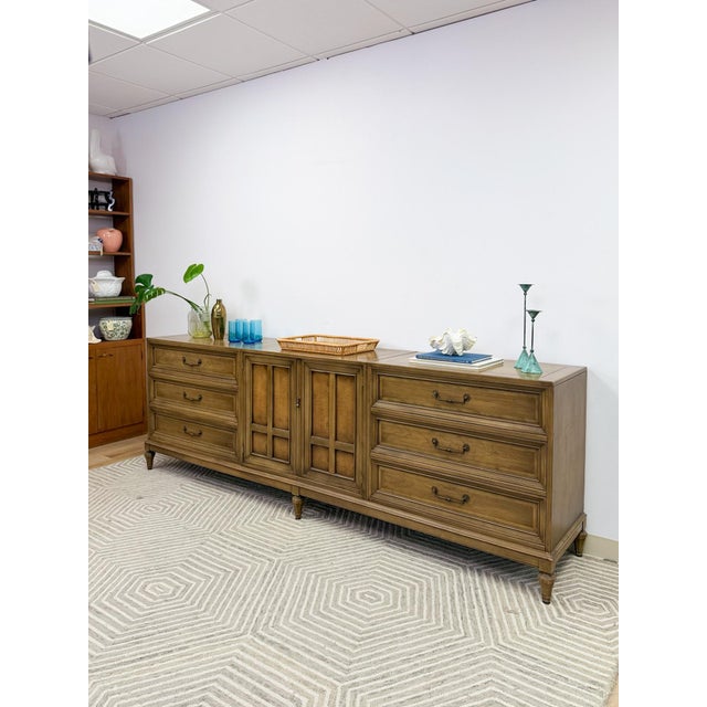MCM Modular Three Piece Buffet Console Server Vintage Grey Green Server For Sale - Image 9 of 15