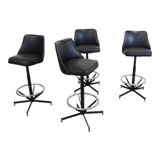 Mid Century Modern Swivel Bar Stools - Set of 4 For Sale