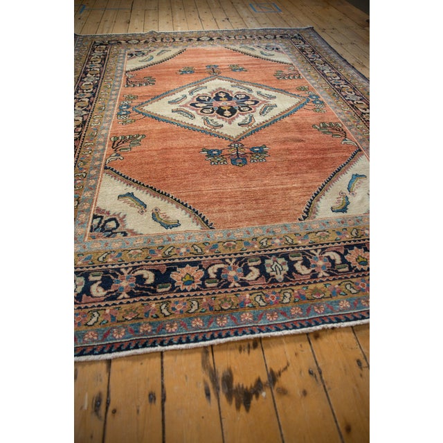 1940s Vintage Persian Lilihan Diamond Medallion Wool Carpet For Sale - Image 9 of 13