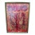 Vintage Mid-Century Modern Textural Red & Orange Abstract Mixed Media Collage Painting by Barnes For Sale