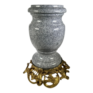 Gray and White Speckled Granite Urn on a Bronze Dore Louis XV Style Base