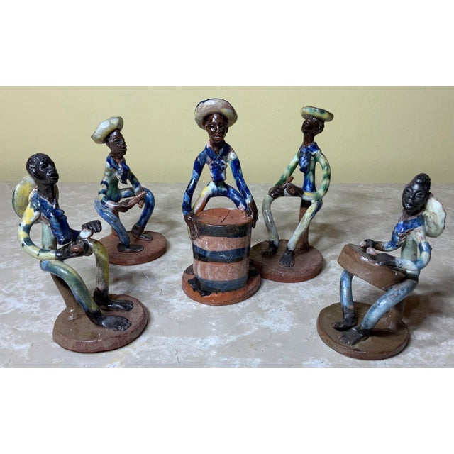 Figurative Late 20th Century Caribbean Musical Group Ceramic Figurines - Set of 5, Made in Antigua For Sale - Image 3 of 12