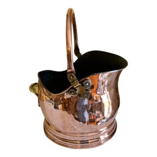 Antique English Copper Coal Scuttle Bucket For Sale
