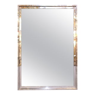 Pace Collection Modern Chromed Metal Frame Mirror For Sale