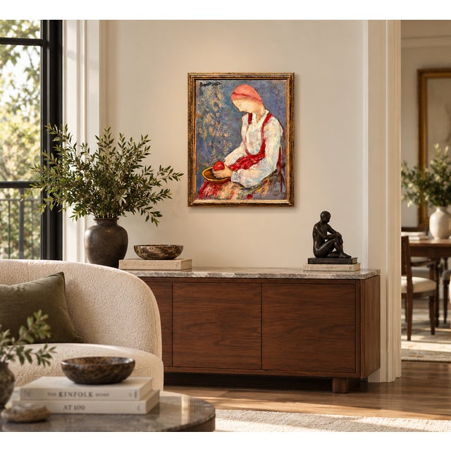 Theresa Bernstein "Contemplation with a Red Apple” 1962 American Modernist Oil Painting American Expressionist - Oil...