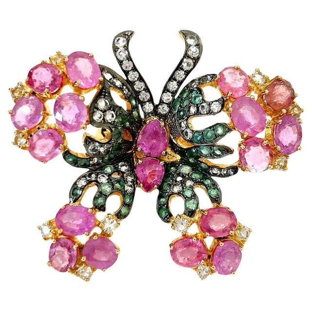Bochic "Orient" Multi Sapphires & Ruby Cocktail Ring Set In 18K Gold & Silver For Sale - Image 17 of 18
