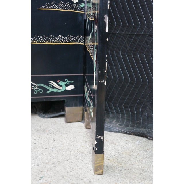 Chinese Export 8 Panel Coromandel Gold Leaf Lacquer Folding Screen Room Divider For Sale - Image 9 of 18