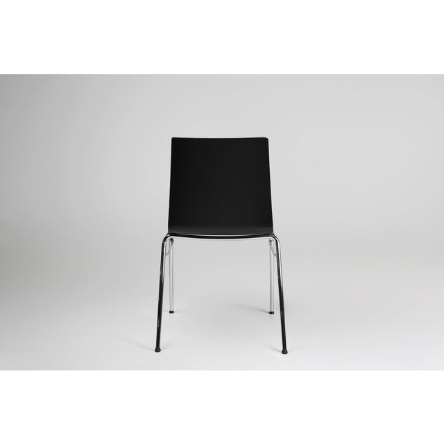 Vintage Black Chair with Wooden Seat, Belgium, 2000s For Sale - Image 10 of 11