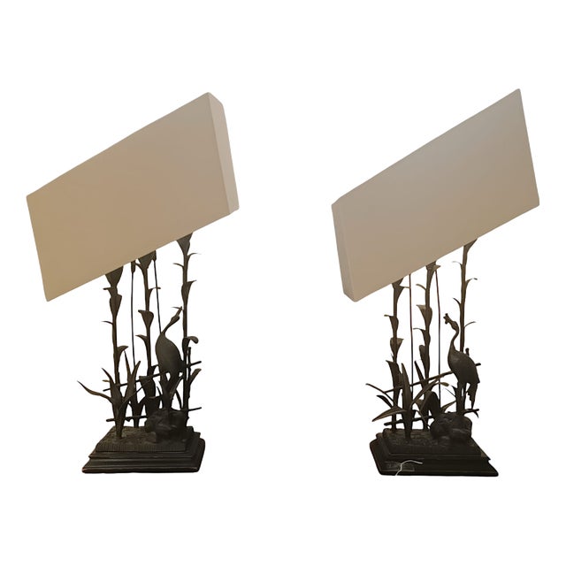 Art Deco Heron Lamps, 1920s, Set of 2 For Sale