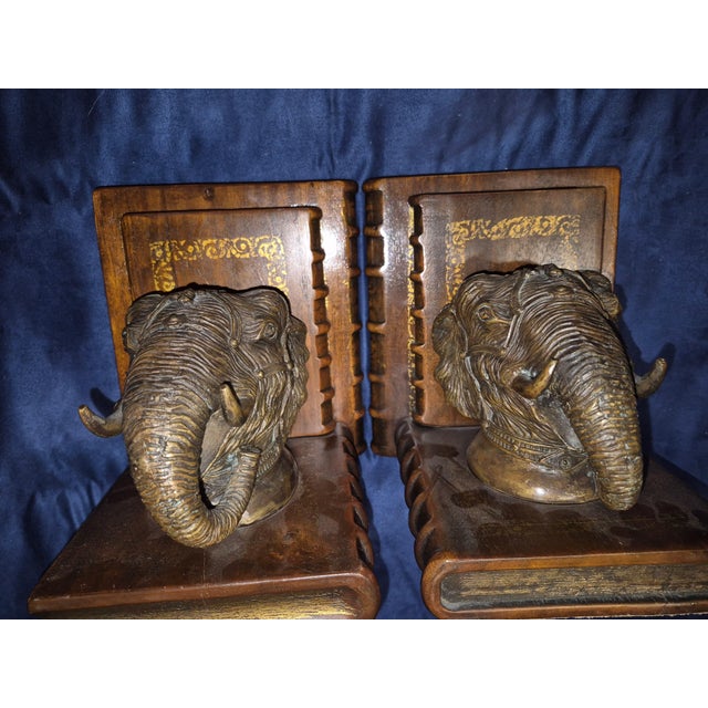 These luxury vintage elephant bookends were made by Theodore Alexander, a renowned high-end designer brand known for...