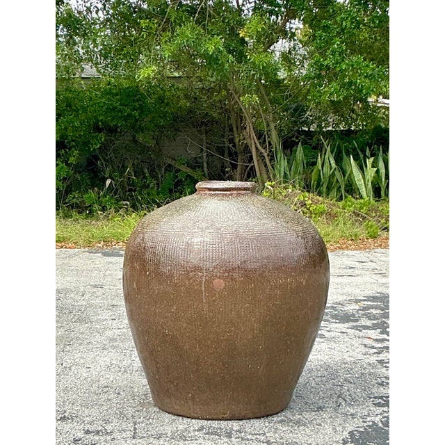 Late 20th Century Vintage Boho Monumental Glazed Earthenware Jug For Sale - Image 5 of 8