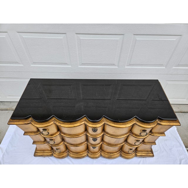 Gold Gold Leaf or Gilt Scalloped Front Chest of Drawers For Sale - Image 8 of 18