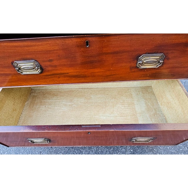 Brown 19th Century English Mahogany Five Drawers Chest With Inlaid Top For Sale - Image 8 of 15