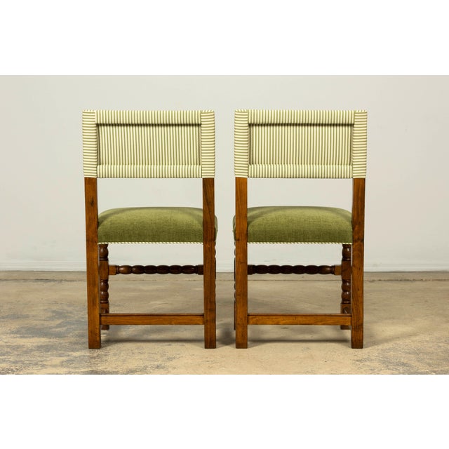 Late 19th Century French Louis XIII Oak Dining Chairs in Moss Green, Set of 10 For Sale - Image 18 of 18