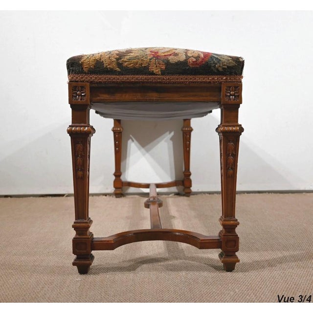 Long Rectangular Walnut Bench, 1910s For Sale - Image 17 of 18