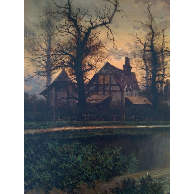“Fisherman at Sunset” is an atmospheric rural landscape attributed to Henry George Todd (British, 1847–1898). Executed in...