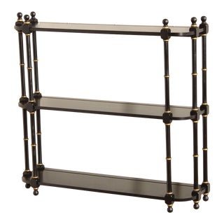 Regency Style Black And Gold Hanging Wall Shelf For Sale