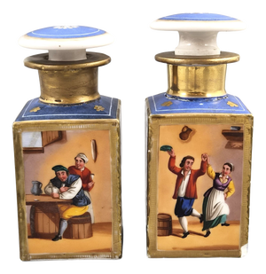 French Bleu De Roi Perfume Bottles attributed to Jacob Petit, 1830s, Set of 2