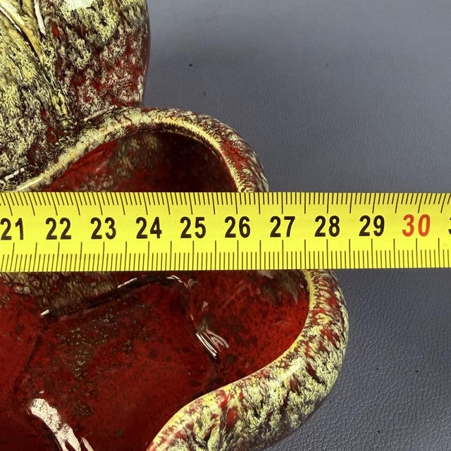 Red Cast Majolica Centerpiece, 1970s For Sale - Image 11 of 13