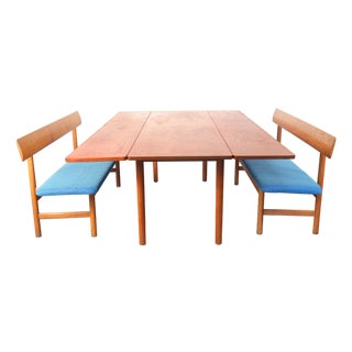Børge Mogensen Fredericia Dining Set Including Harvest Table & Two #171 Benches For Sale